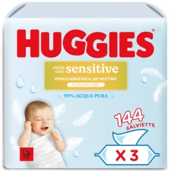Salviette huggies extra care sensitive 3×48 pezzi