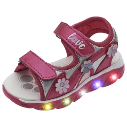 Sandalo bimba con luci colorate nella suola e doppio strappo