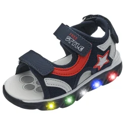 Sandalo bimbo con luci colorate nella suola e triplo strappo