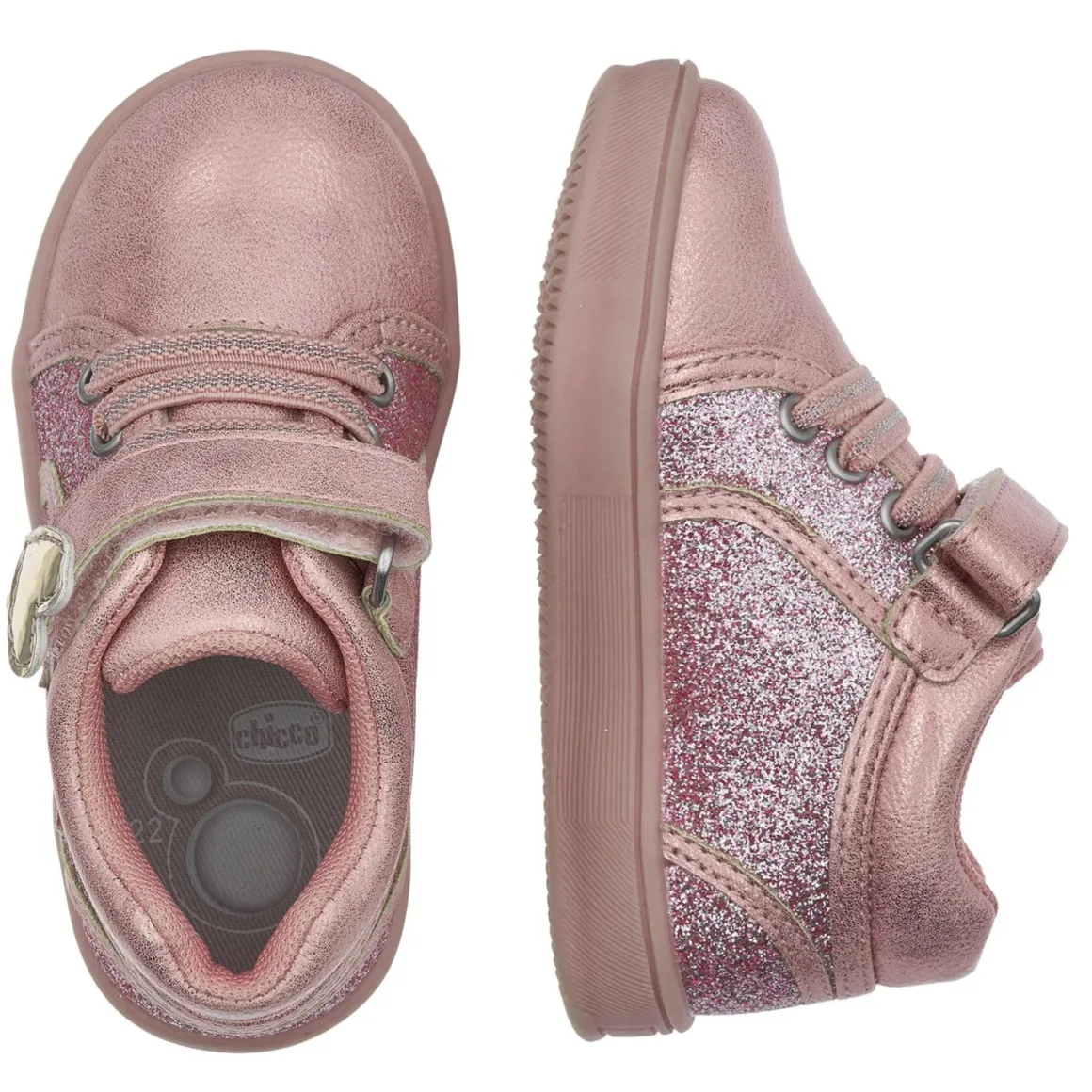 Scarpa farol stringata rosa con glitter e stella – chicco