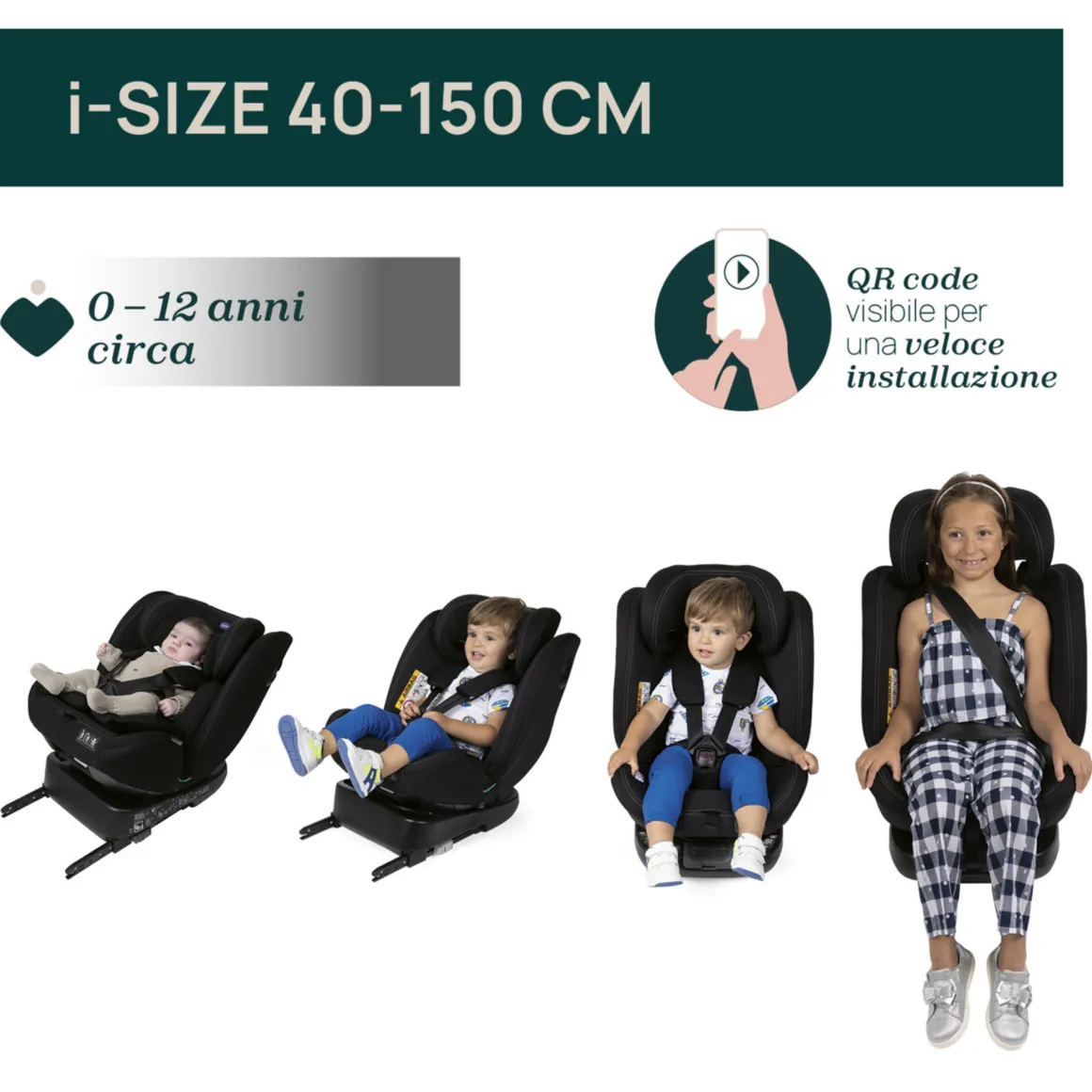 Seggiolino auto unico evo i-size (40-150 cm) grey black – chicco