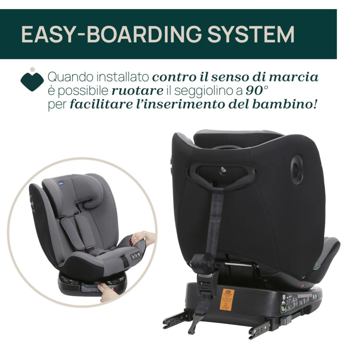 Seggiolino auto unico evo i-size (40-150 cm) grey black – chicco