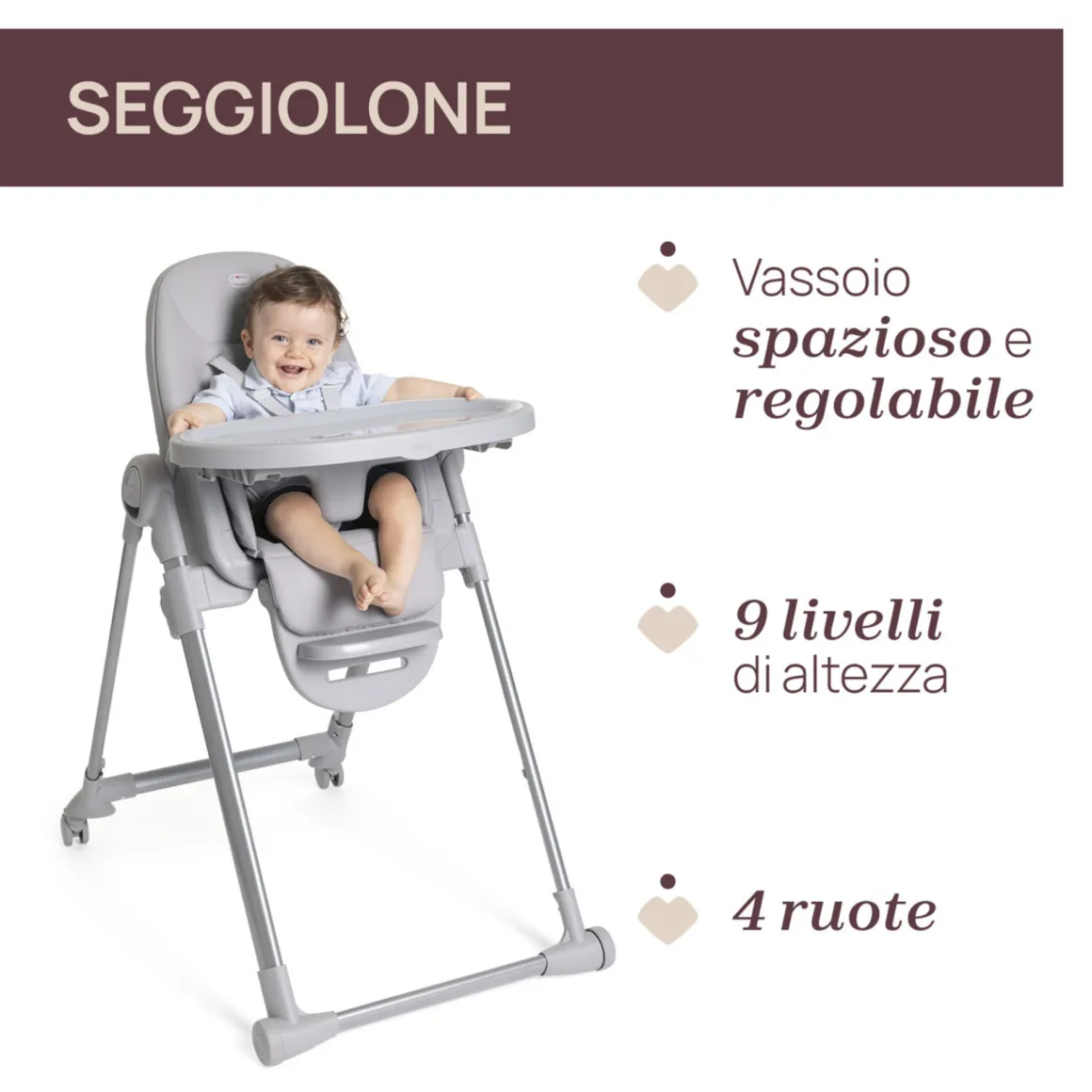 Seggiolone polly armonia steel- chicco