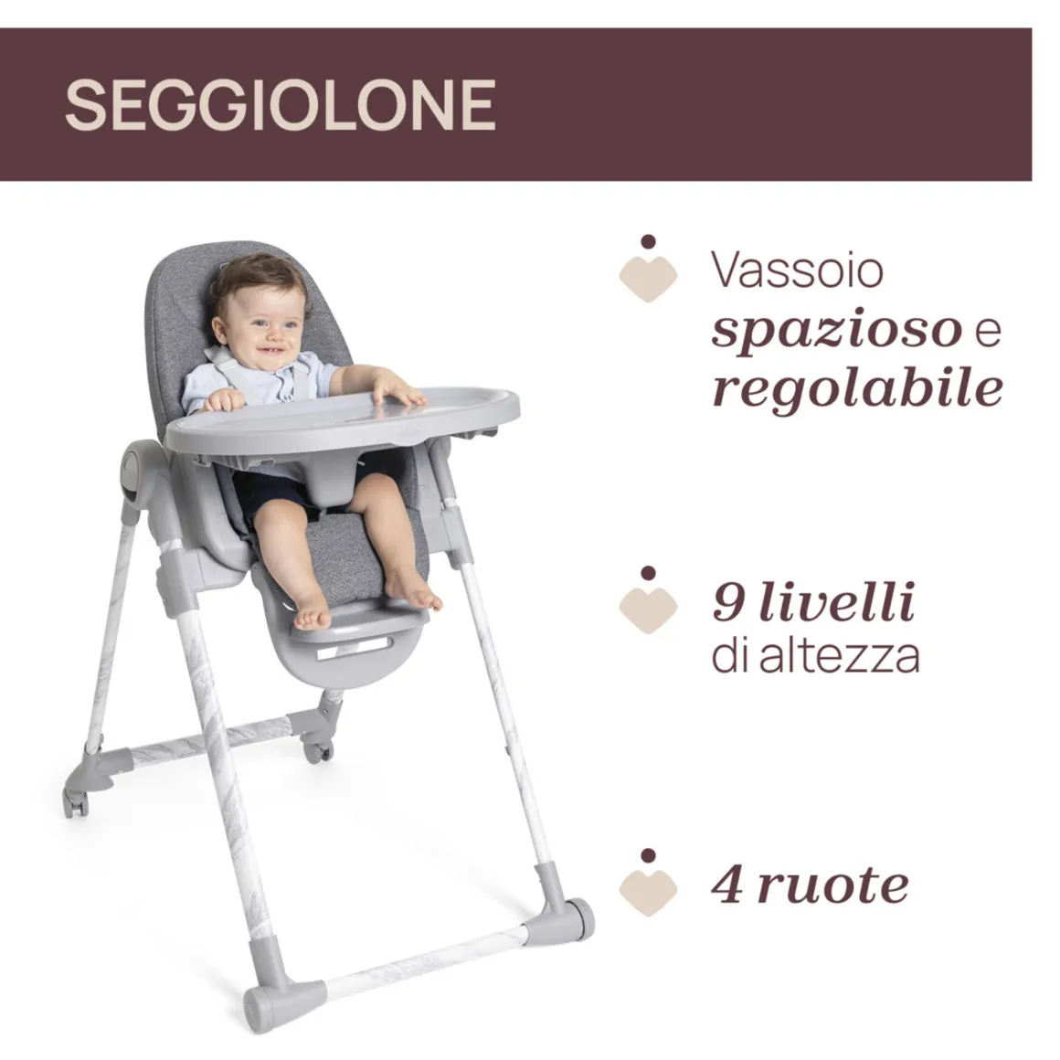 Seggiolone polly armonia carrara – chicco
