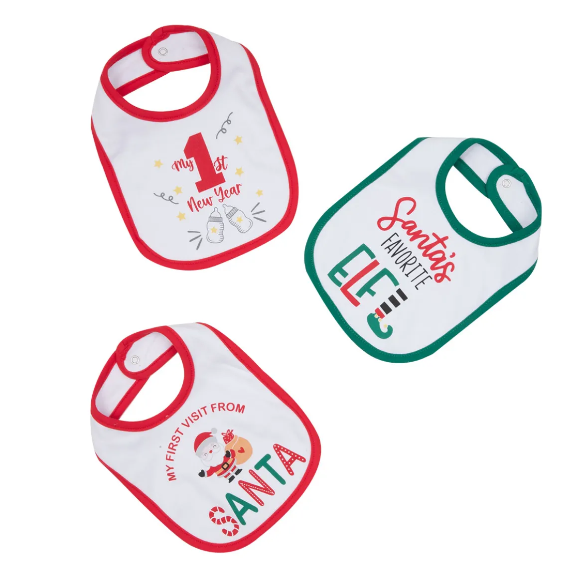 Set 3 bavaglini “christmas” con bottone