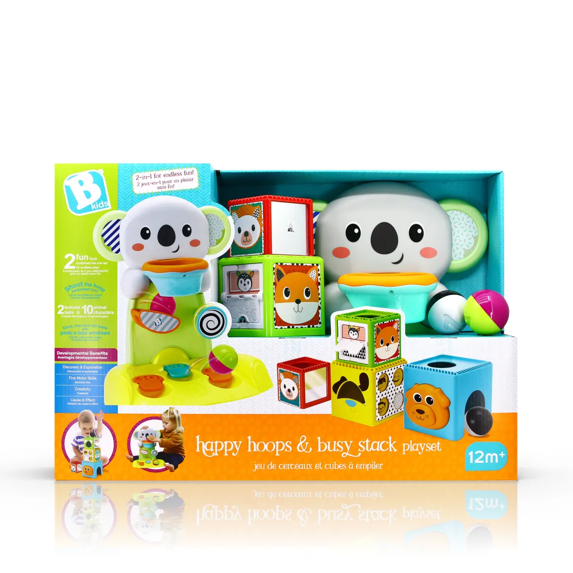 Set 2 in 1 busy stack & nest ball drop + happy hoops
