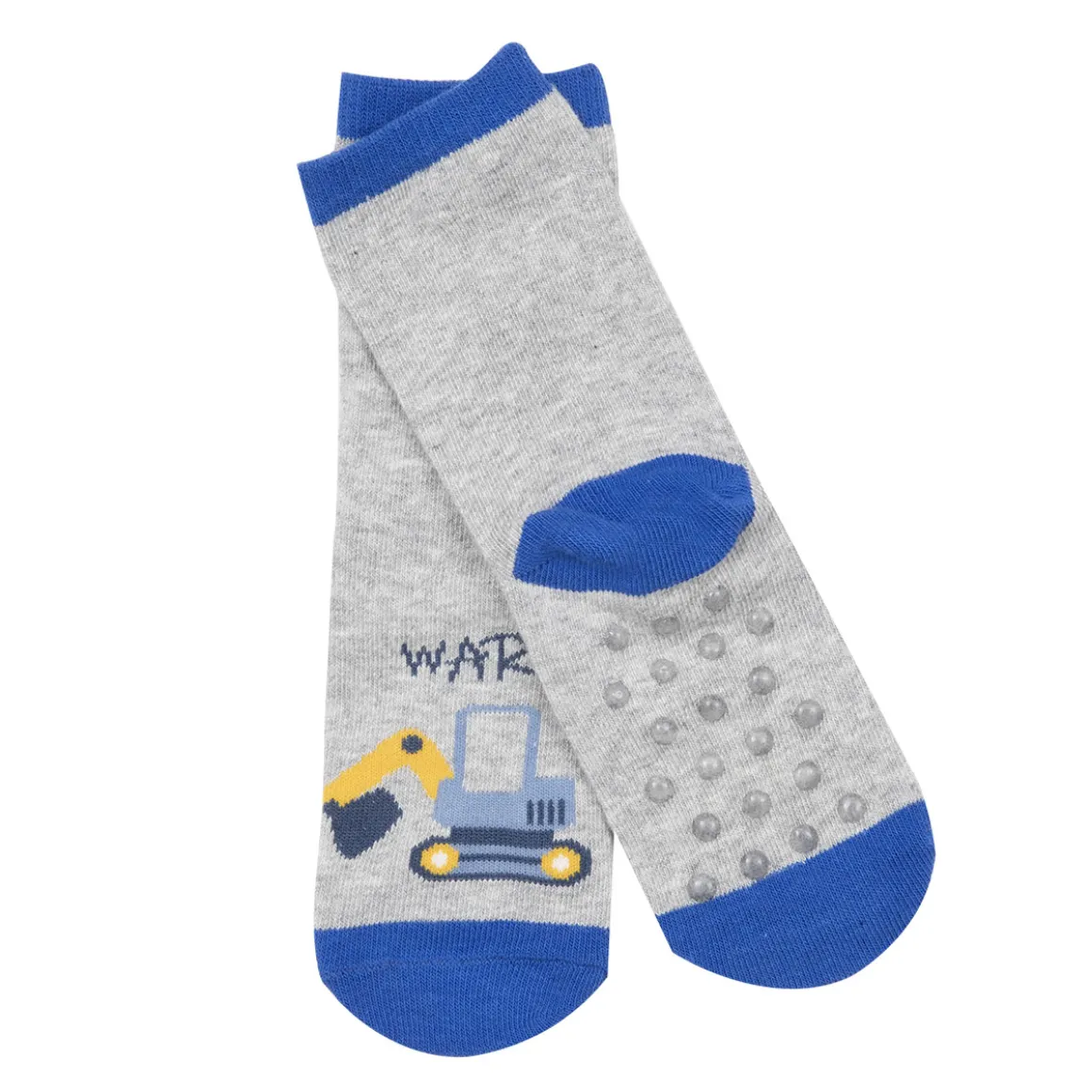 Set 2 paia di calze antiscivolo bimbo “ruspa blu”