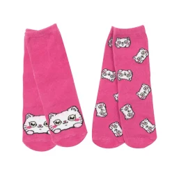 Set 2 paia di calze antiscivolo bimba rosa con gattino