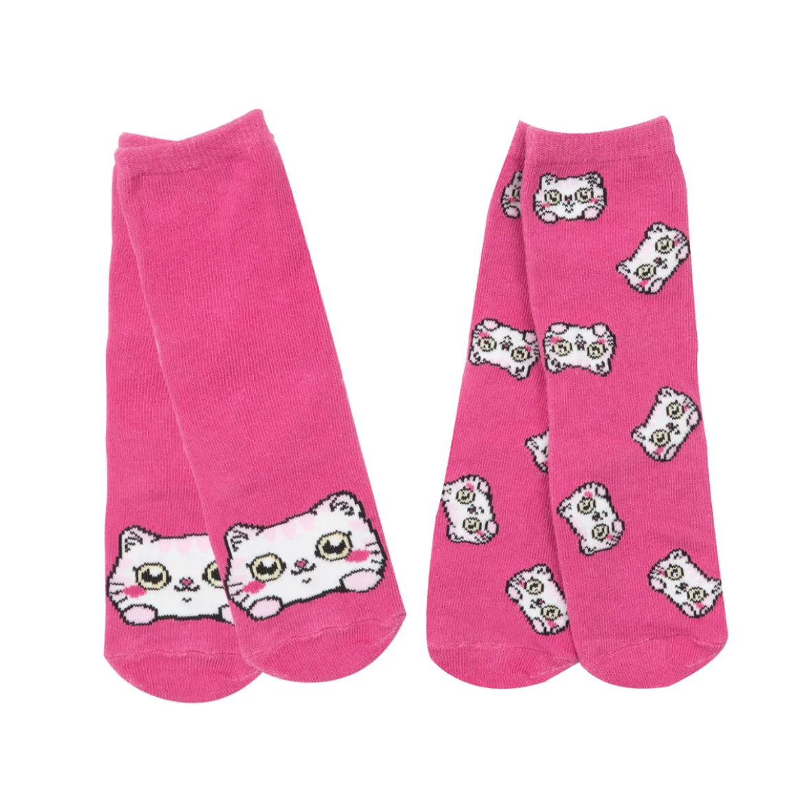 Set 2 paia di calze antiscivolo bimba rosa con gattino