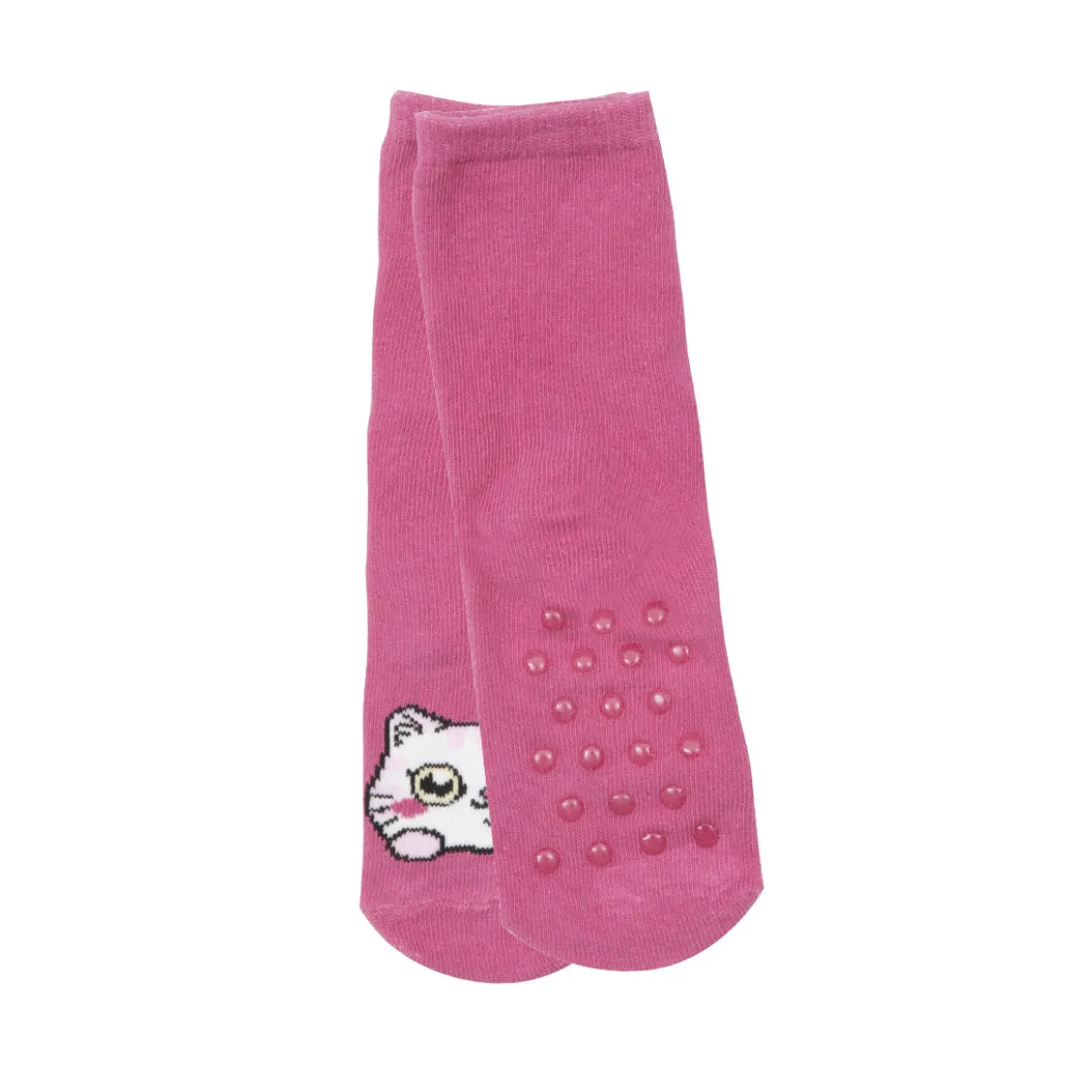 Set 2 paia di calze antiscivolo bimba rosa con gattino