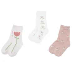 Set 3 paia di calze bimba stampa floreale