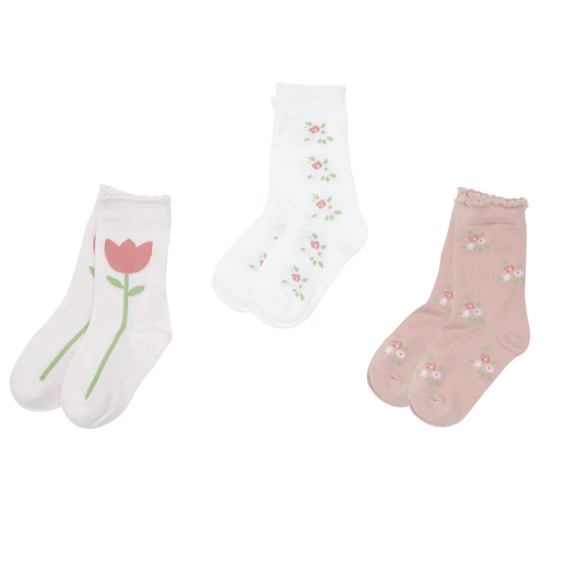 Set 3 paia di calze bimba stampa floreale