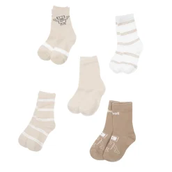 Set 5 paia di calze bimbo bianco e beige