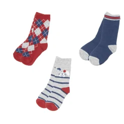 Set 3 paia di calze bimbo blu grigio rosso