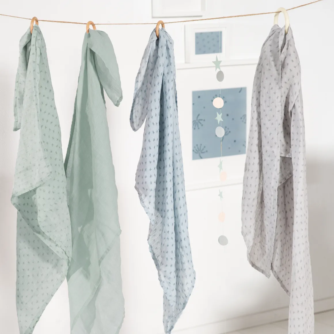 Set 2 pcs tenda mussola 120×120 frosty green – roba