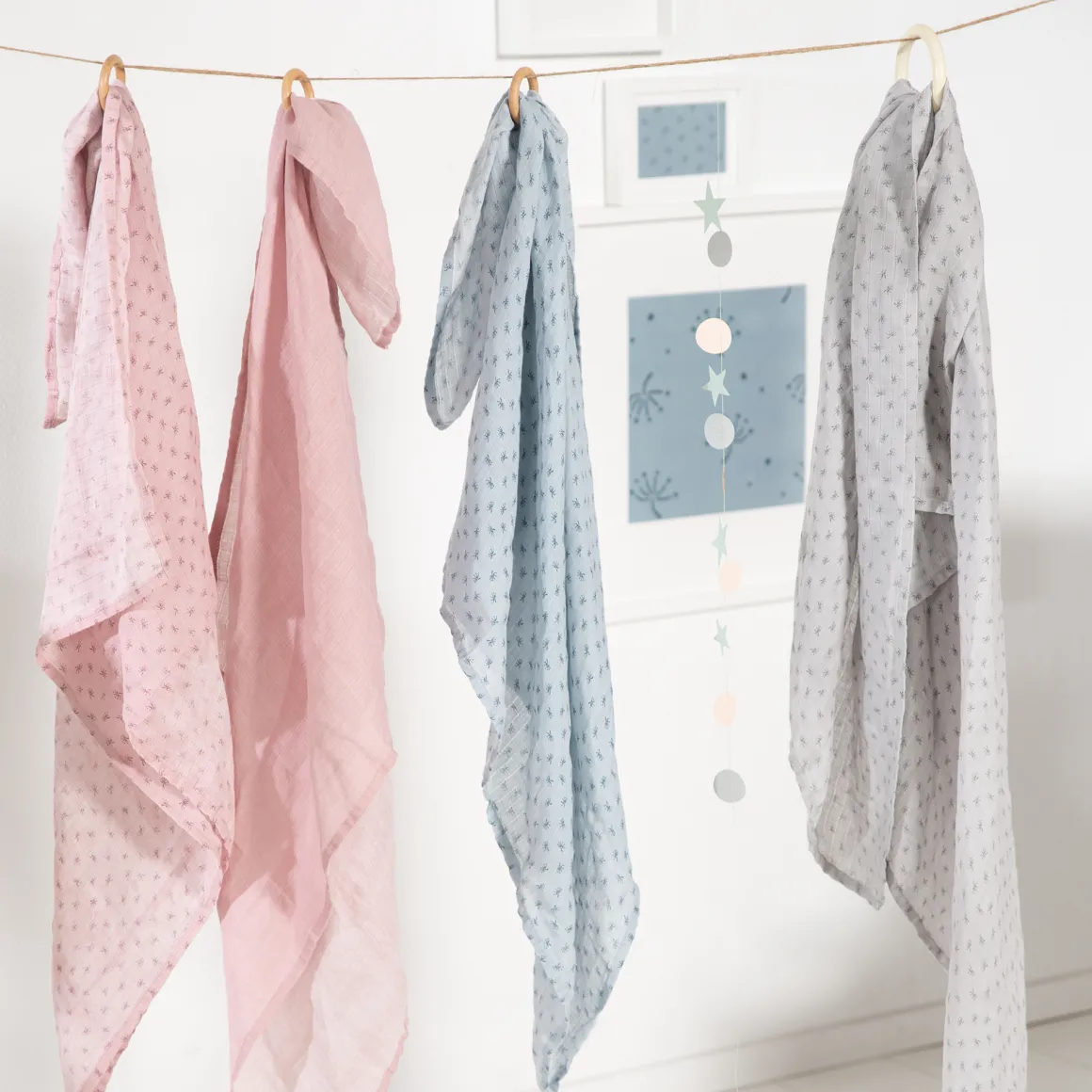 Set 2 pcs tenda mussola 120×120 pink – roba