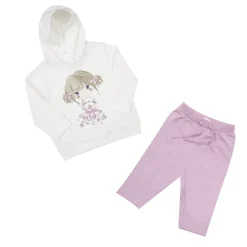 Set 2 pezzi felpa + pantalone bimba bianco/rosa