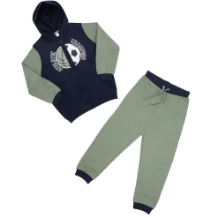 Set 2 pezzi felpa + pantalone bimbo blu/verde