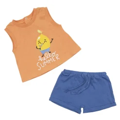 Set 2 pezzi jersey canotta e shorts bimbo arancio/blu