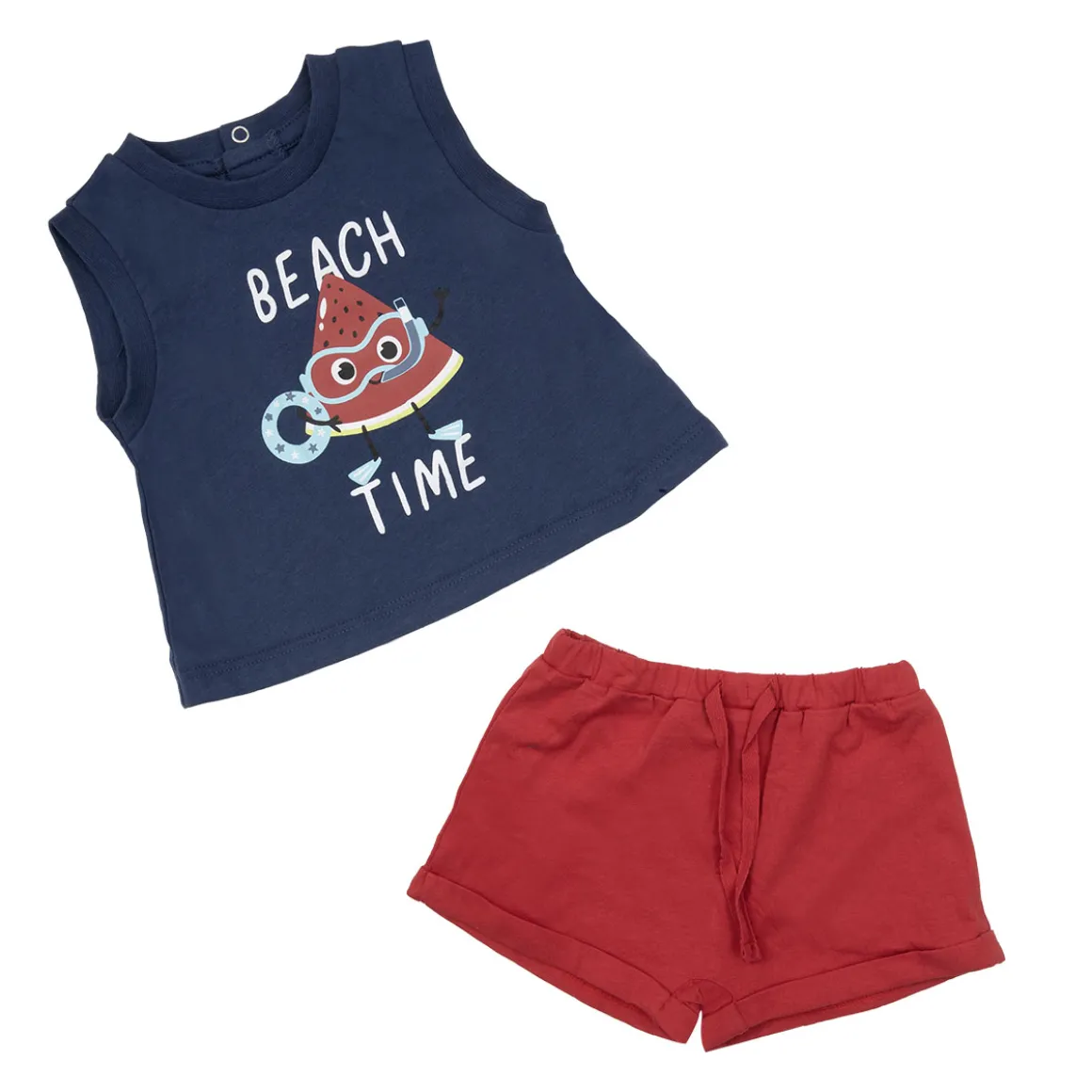 Set 2 pezzi jersey canotta e shorts bimbo blu/rosso