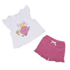 Set 2 pezzi jersey canotta e shorts bimba bianco/rosa