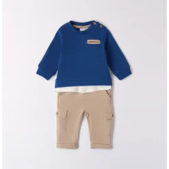 Set 2 pezzi pantalone beige felpa royal