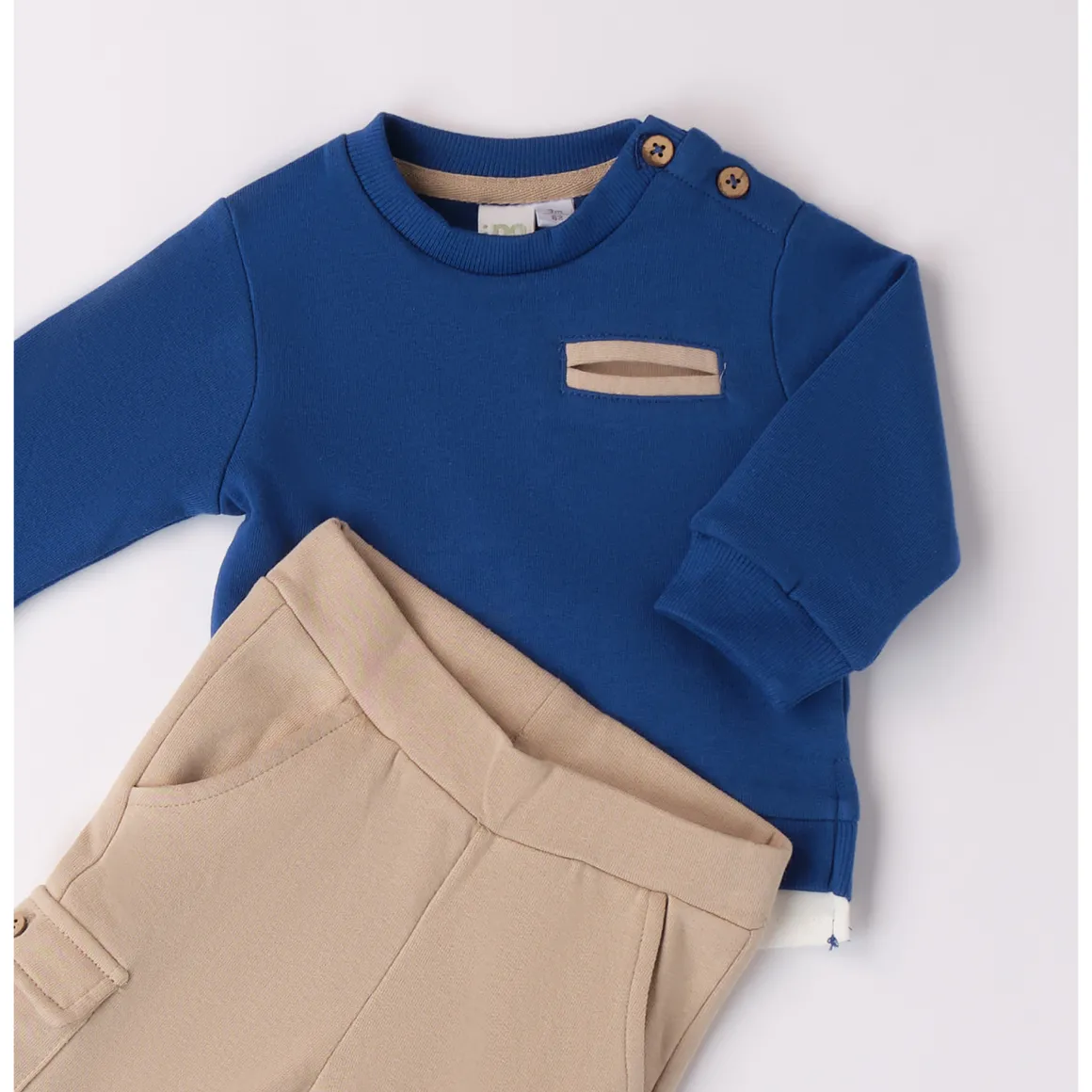 Set 2 pezzi pantalone beige felpa royal