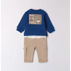 Set 2 pezzi pantalone beige felpa royal