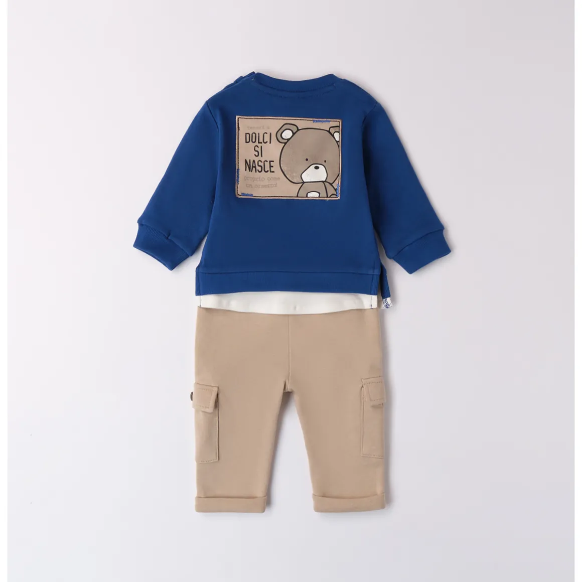 Set 2 pezzi pantalone beige felpa royal