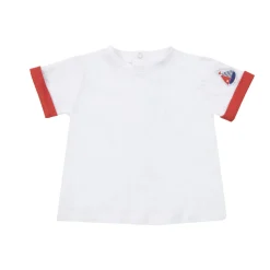 Set 2 pezzi t-shirt mezza manica e salopette bianco/blu