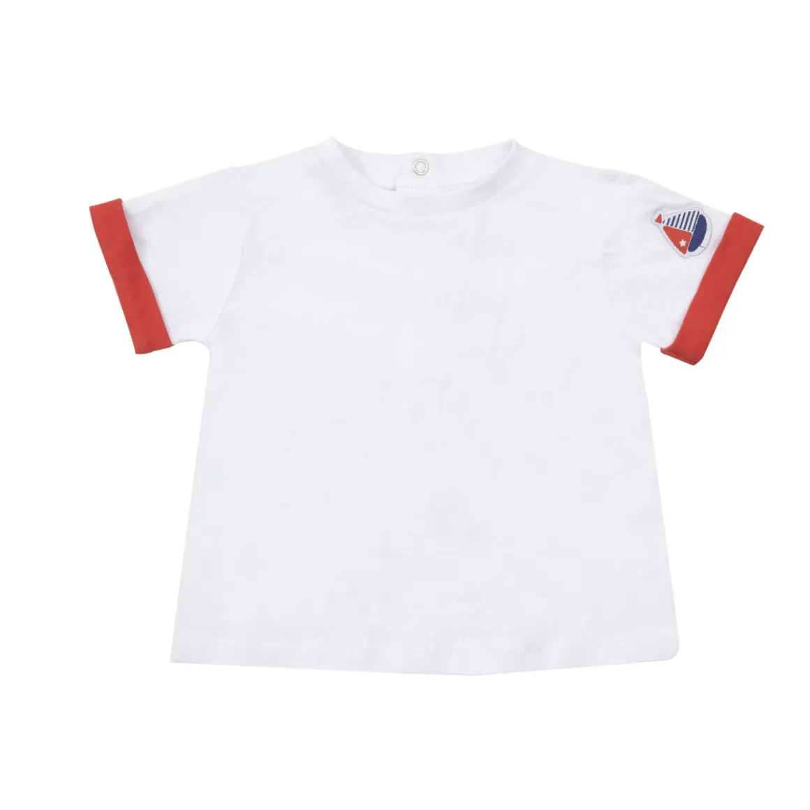 Set 2 pezzi t-shirt mezza manica e salopette bianco/blu