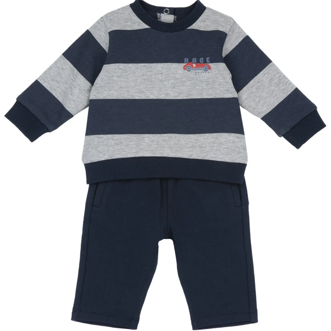 Set 2 pz felpa rigata+pantaloni felpa blu – chicco