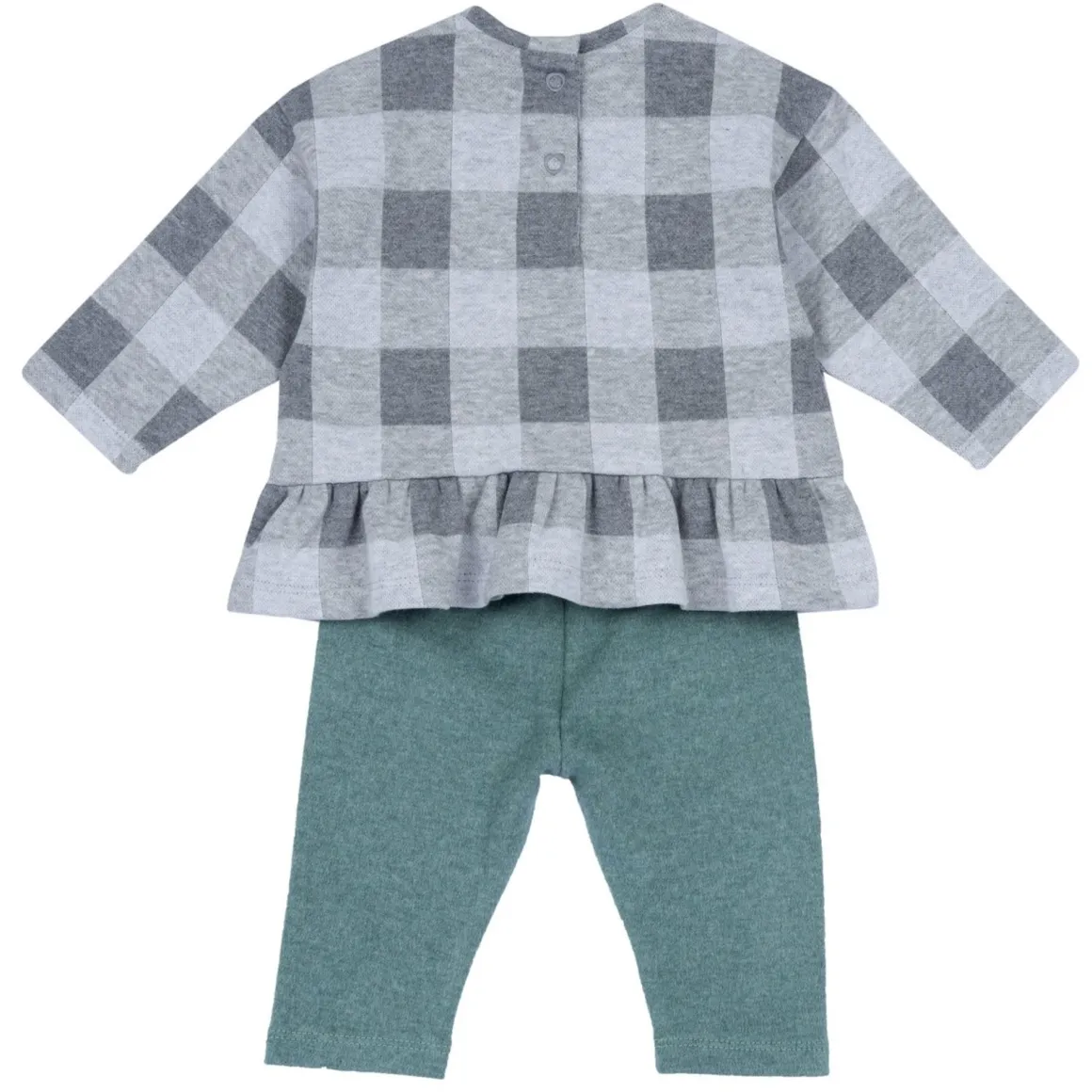 Set 2 pz sweat shirt leggings check con fiore applicato – chicco