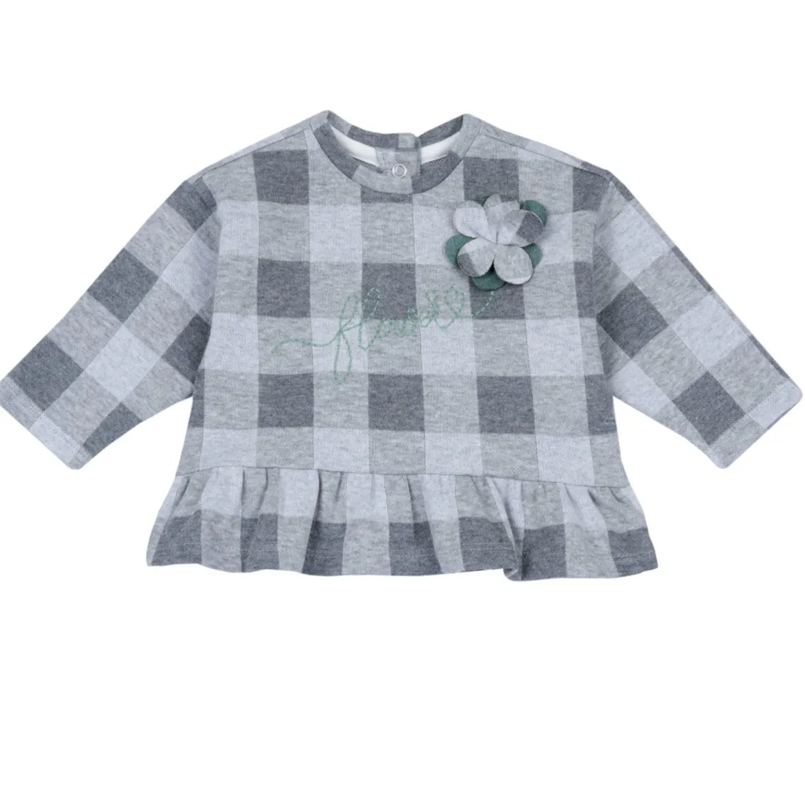 Set 2 pz sweat shirt leggings check con fiore applicato – chicco