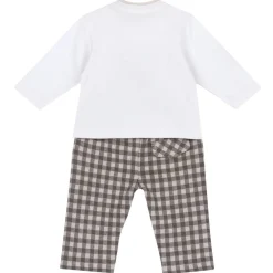 Set 2 pz t-shirt ml applicazione orso+pantaloni vichy – chicco