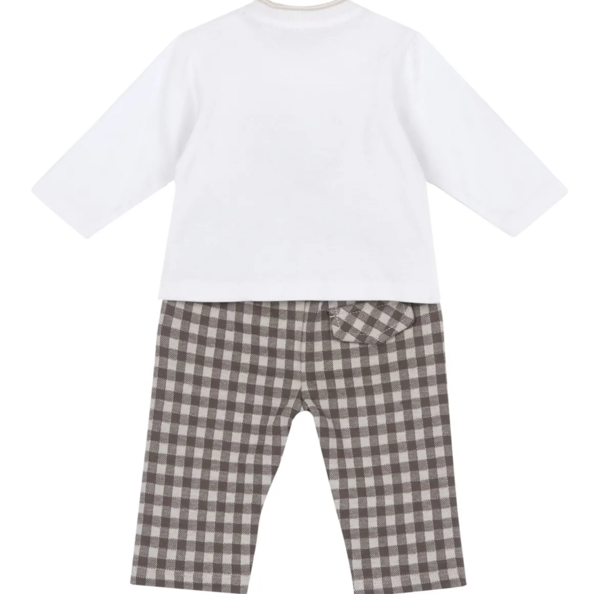 Set 2 pz t-shirt ml applicazione orso+pantaloni vichy – chicco