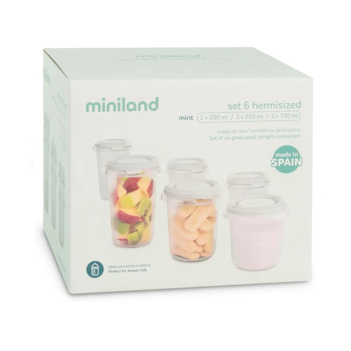 Set di 6 contenitori ermetici mint – miniland