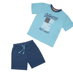 Set due pezzi t-shirt + shorts bimbo azzurro/blu