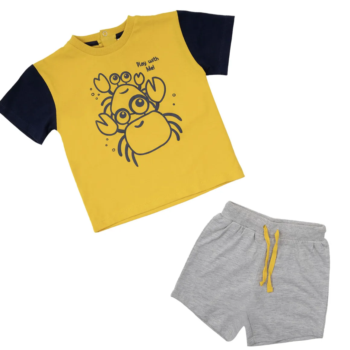 Set due pezzi t-shirt + shorts bimbo grigio/giallo