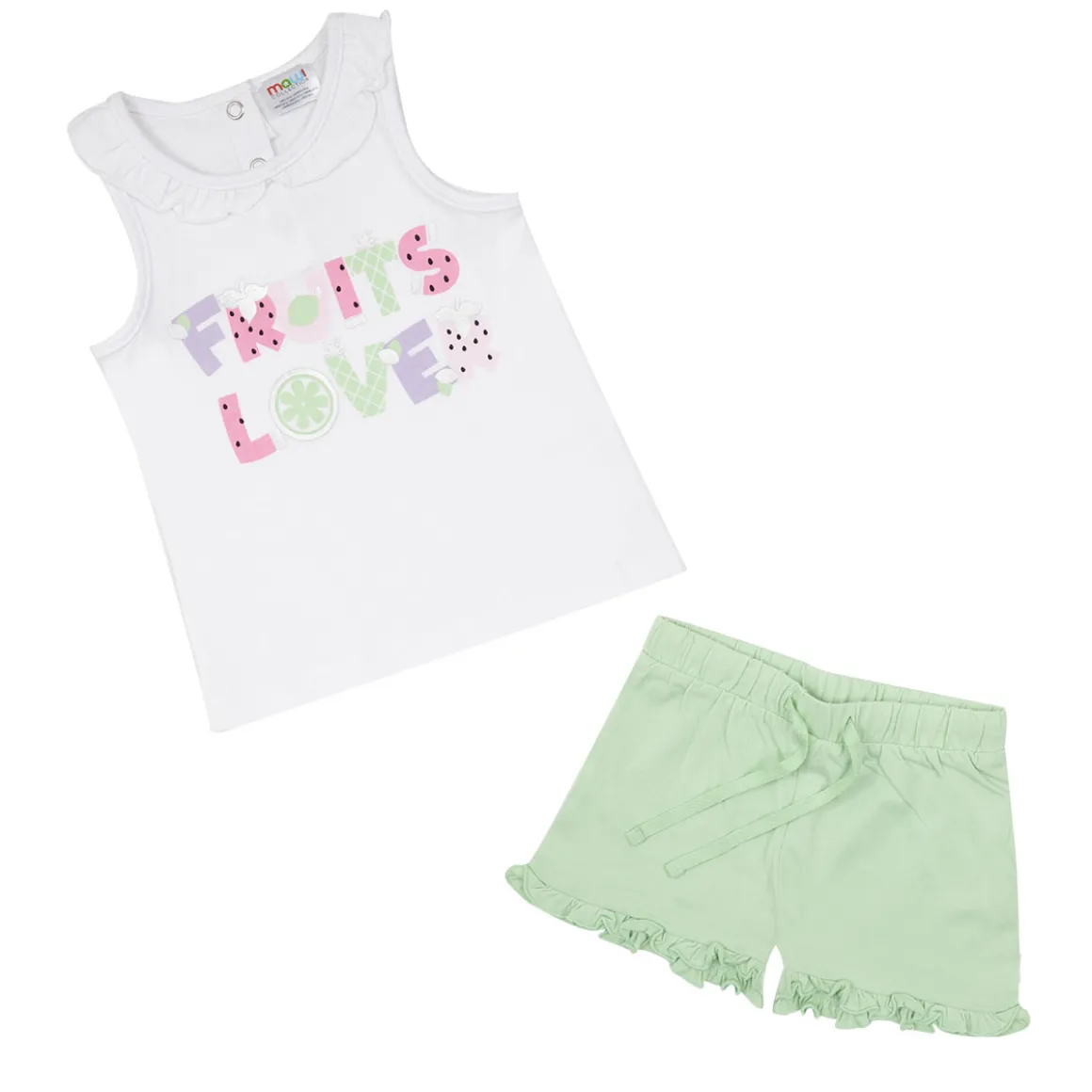Set jersey due pezzi canotta + short bimba bianco/verde
