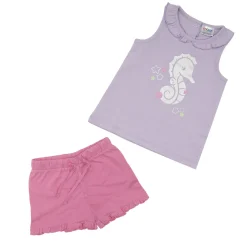 Set jersey due pezzi canotta + short bimba lilla/rosa