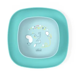 Set piatto piano e ciotola 12m+ azzurro – chicco