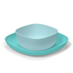 Set piatto piano e ciotola 12m+ azzurro – chicco