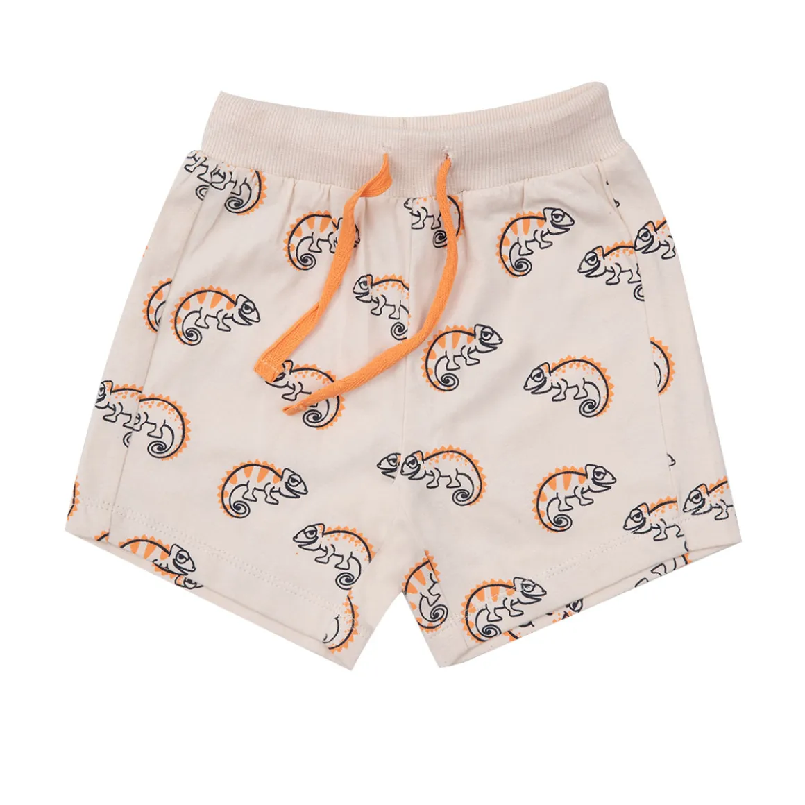 Short bimbo jersey beige/arancio stampato