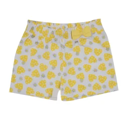 Short jersey bimba bianco/giallo con fiocco