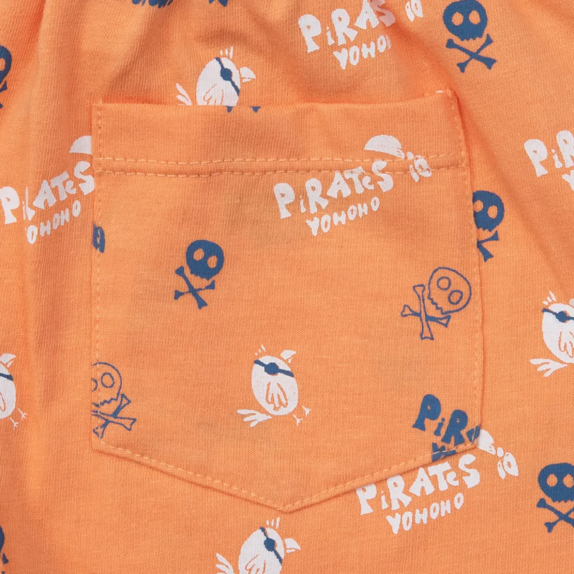 Short jersey bimbo arancio stampa pirati