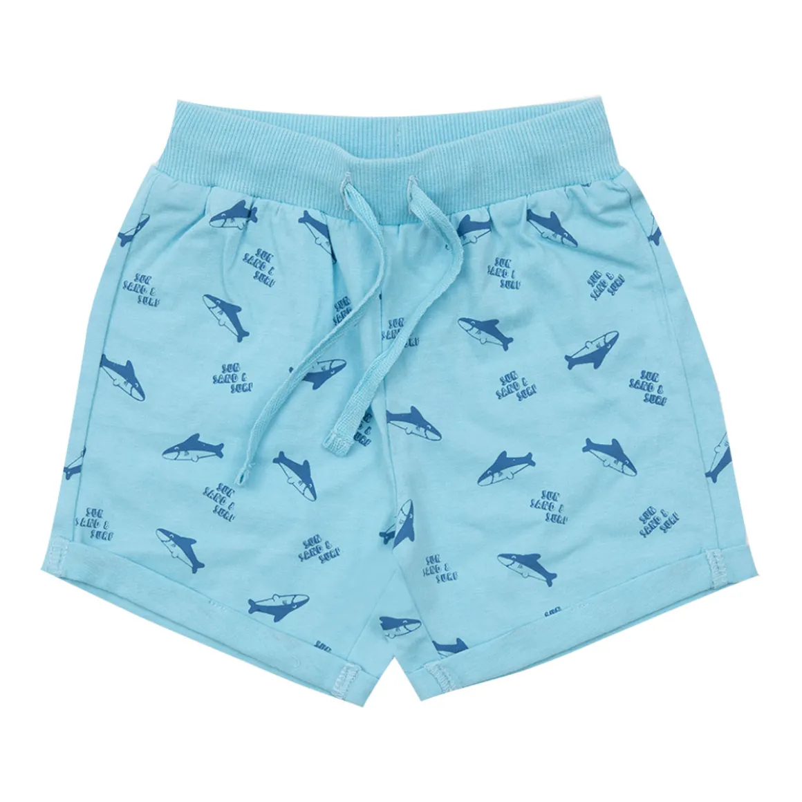 Short jersey bimbo azzurro stampato