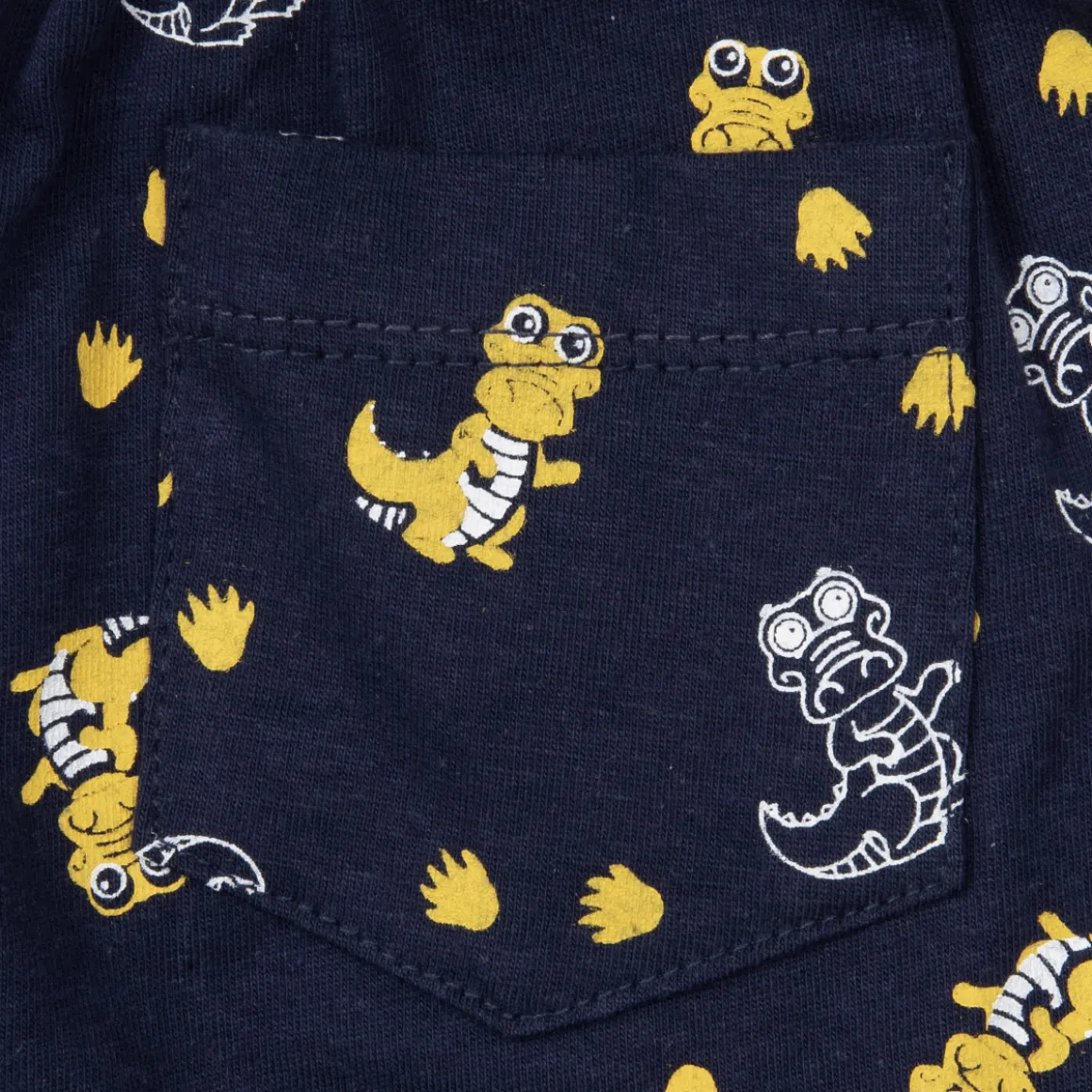 Short jersey bimbo blu scuro stampato