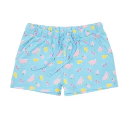 Shorts jersey bimba azzurro stampa frutta