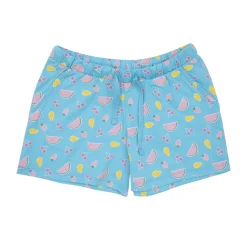 Shorts jersey bimba azzurro stampa frutta
